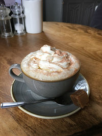 Coffee cup on table