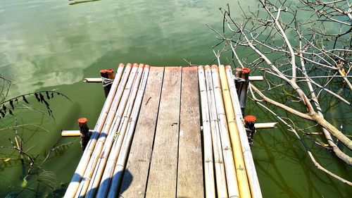 High angle view of pier over lake