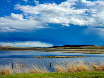 Scenic view of lake against sky