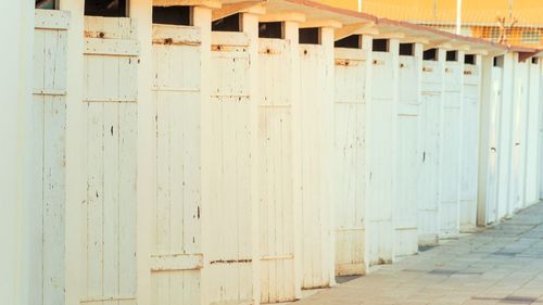 Closed wooden door of building