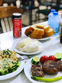 Close-up of breakfast served on table