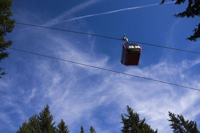 Low angle view of telephone pole against sky