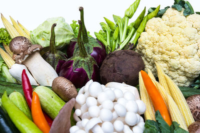 Heap of vegetables in market stall