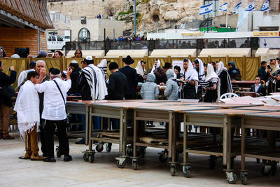 People standing in restaurant