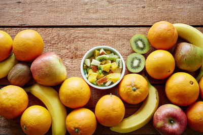 High angle view of oranges on table