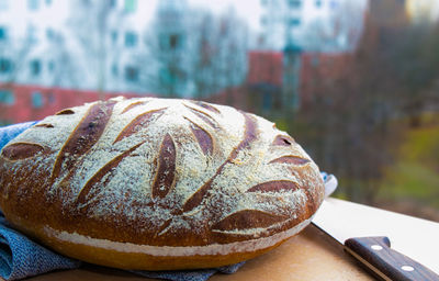 Close-up of bread on table