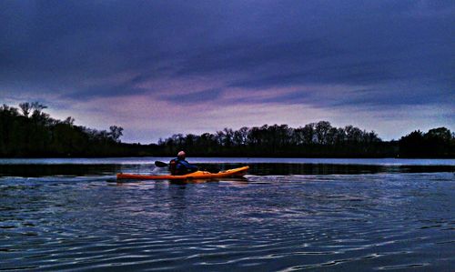 Boat sailing in river