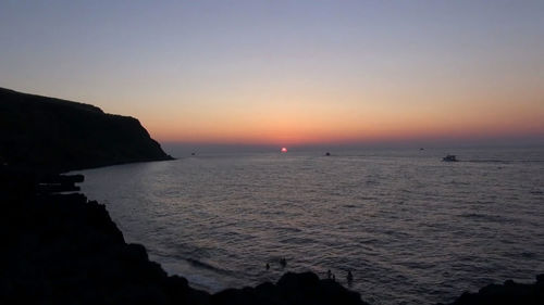 Scenic view of sea at sunset
