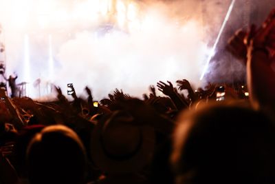 People in music concert at night