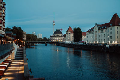 Bridge over river in city