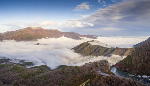 High angle view of landscape against sky