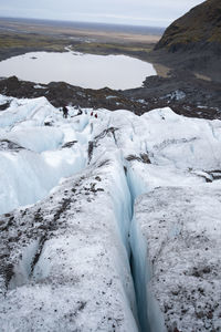 Scenic view of frozen sea against sky