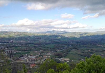 High angle view of landscape against sky