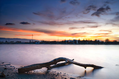 Scenic view of sea against sky during sunset