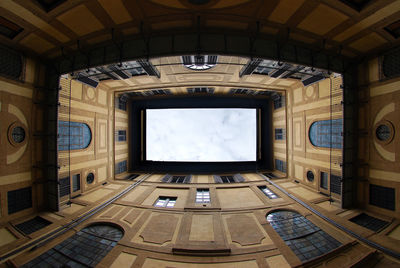 Directly below shot of skylight in building