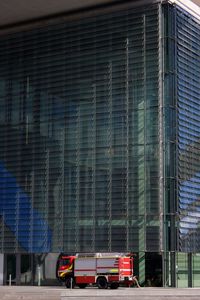 View of train in city