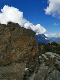 Scenic view of rocky mountains against sky