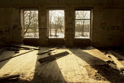 Shadow of window on abandoned home