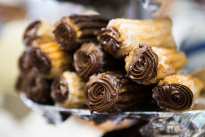 Close-up of churros in plate