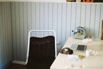 Tables and table on shelf