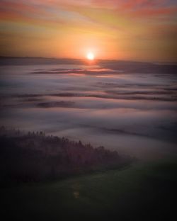 Scenic view of landscape against sky during sunset