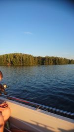 Scenic view of lake against clear sky