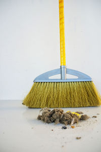 Close-up of hay on wall against white background