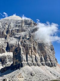 Low angle view of rock formations against sky
