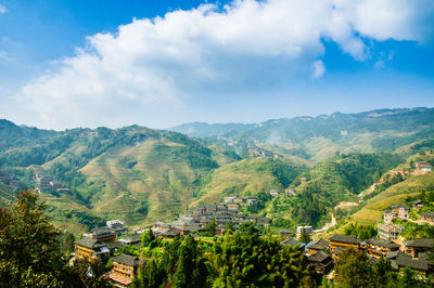 High angle view of townscape against sky