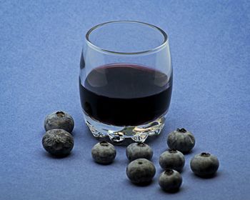 Close-up of wine glass against black background