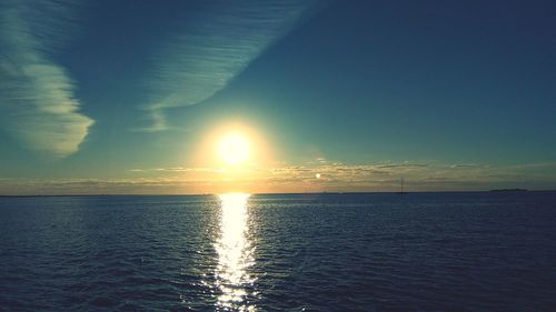 Scenic view of sea against sky at sunset