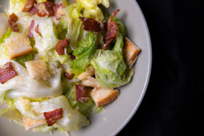 High angle view of food in plate