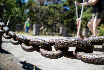 Close-up of rusty chain