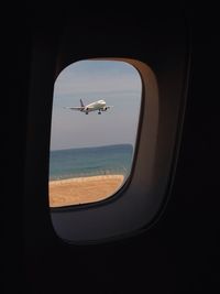 View of sea from airplane