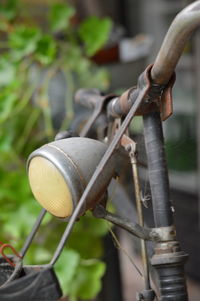 Close-up of old bicycle