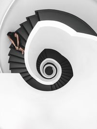 High angle view of spiral staircase