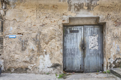 Closed door of old building