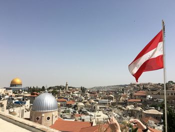 View of cityscape against clear sky