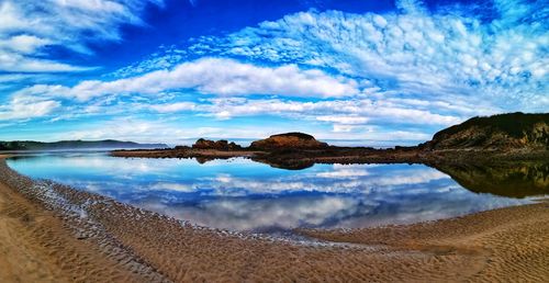 Panoramic view of beach against sky