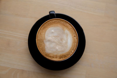 High angle view of coffee on table