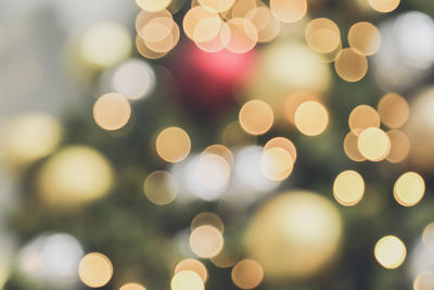 Defocused image of illuminated christmas tree at night