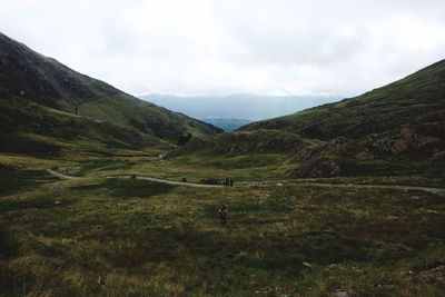 Scenic view of landscape against cloudy sky