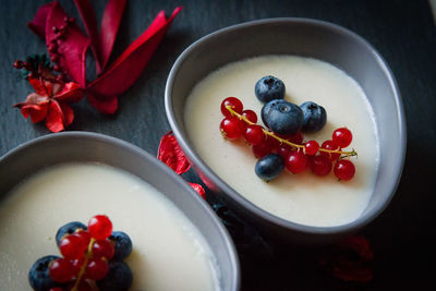 Close-up of vegan panna cotta