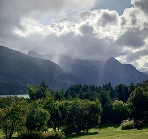 Scenic view of mountains against sky