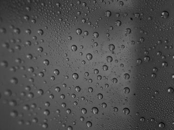 Full frame shot of raindrops on window