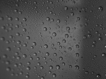 Full frame shot of raindrops on window