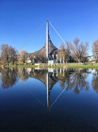 Reflection of building in lake