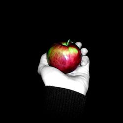 Close-up of red fruit over black background