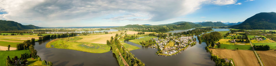 Panoramic view of lake against sky