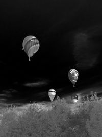 Close-up of hot air balloons